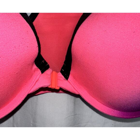 Victoria Secret Womens Size 36DD Pink Purple Front Closure Razor Back Padded Bra - Picture 3 of 5